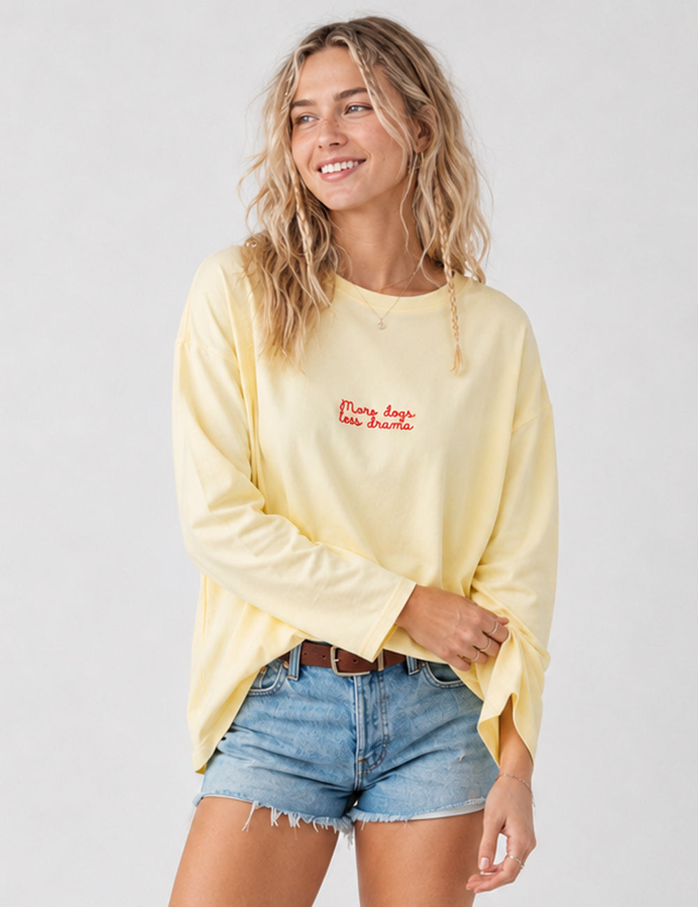 Ladies Casual Dog Graphic Long Sleeves T-Shirt
