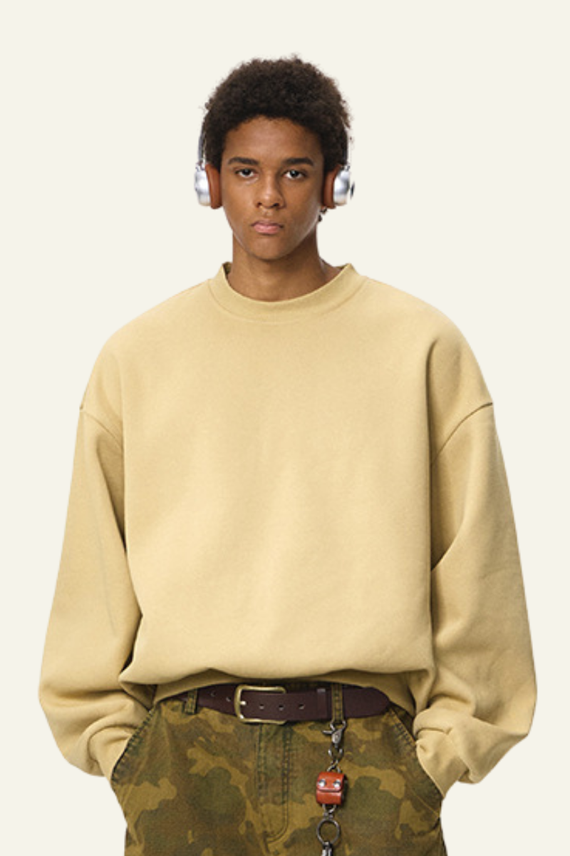 Men's Crewneck Curved Sleeve Pullover