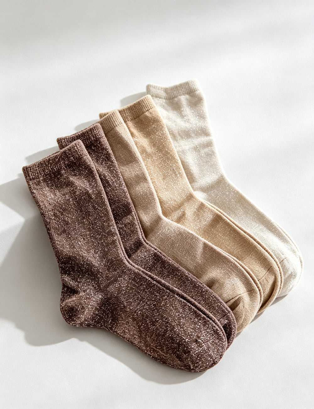 Ladies Metallic Shimmer Mid Calf Socks 5 Pairs