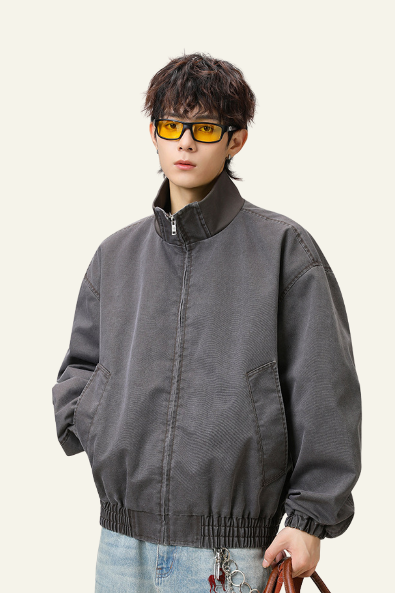 Men's Streetwear Solid Stand Collar Bomber Jacket