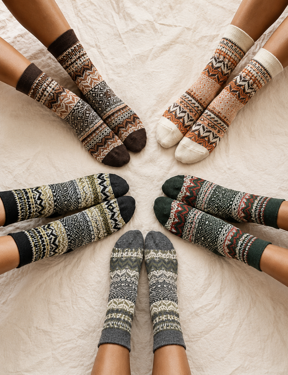 Ladies Vintage Ethnic Chevron Geometric Pattern Crew Socks