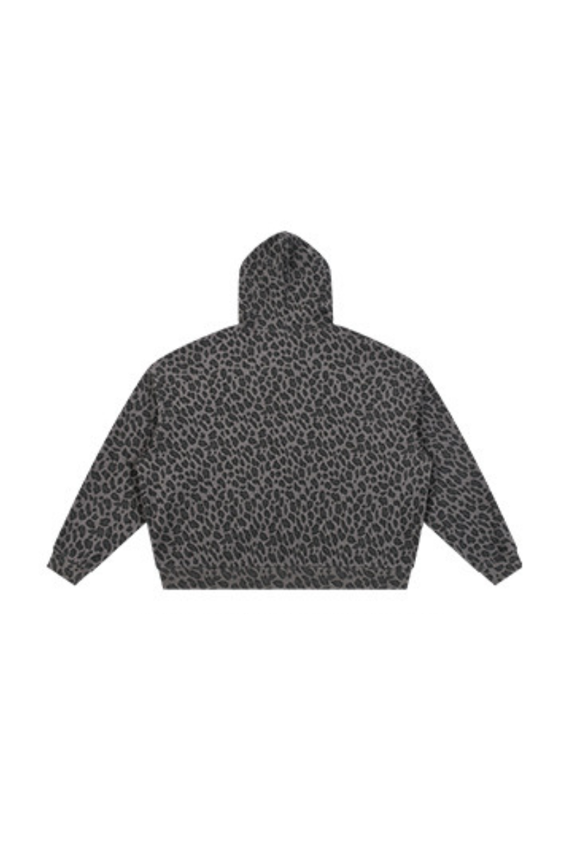 Unisex Fall Clothing Leopard-Print Zip-Up Hoodie Jacket