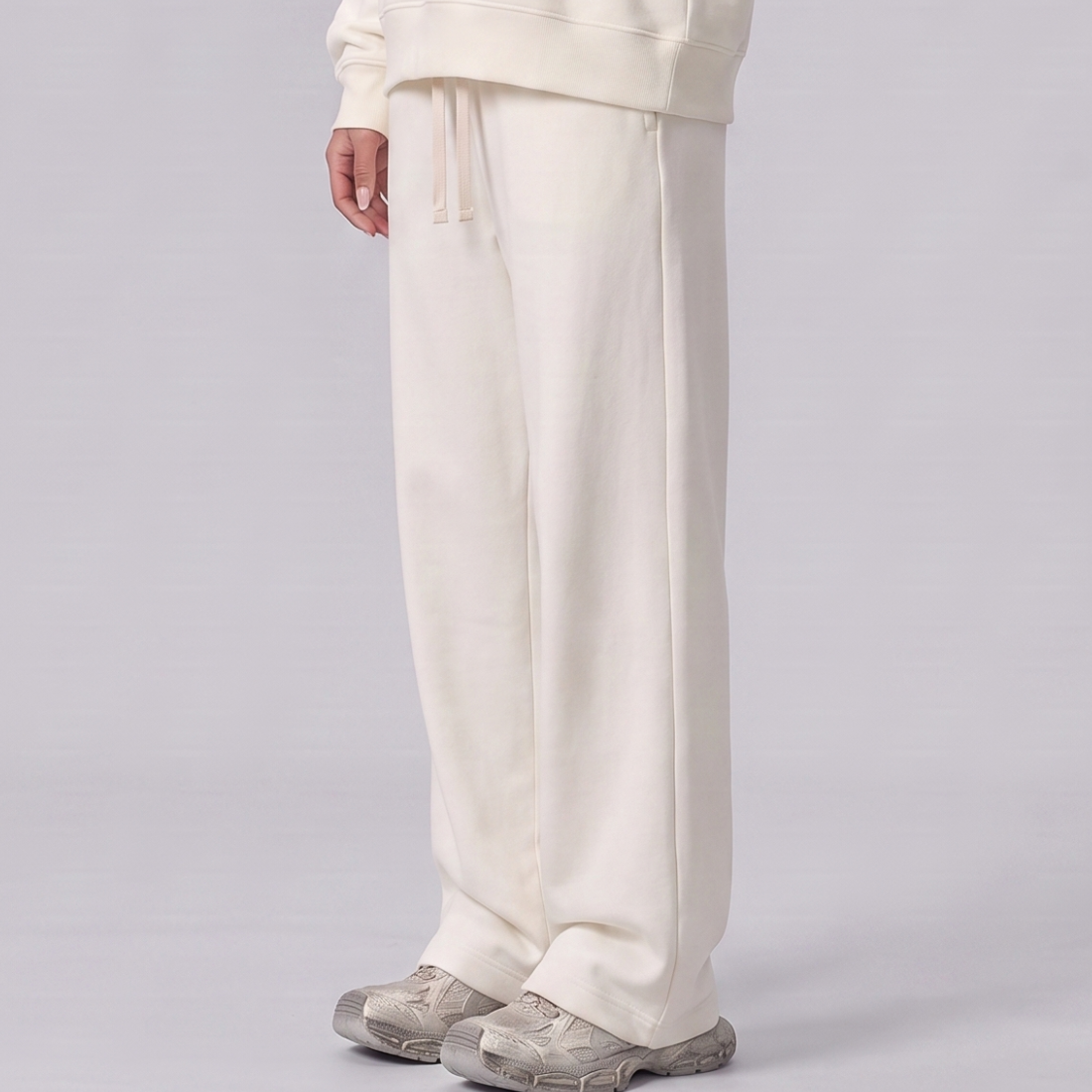 Unisex Spring Cotton Wide-Leg Drawstring Pocket Sweatpants