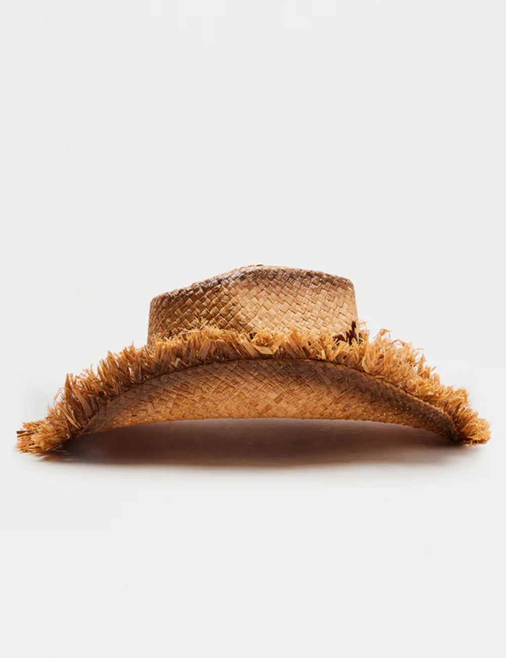 Ladies Beaded Band Frayed Edge Faux Straw Cowboy Hat