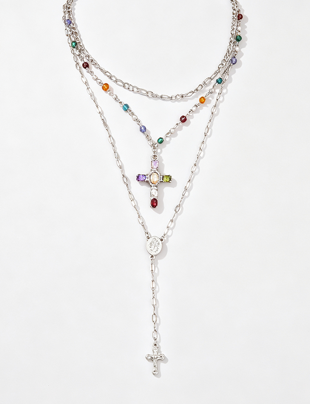 Ladies Multi-layer Cross Rhinestone Necklace