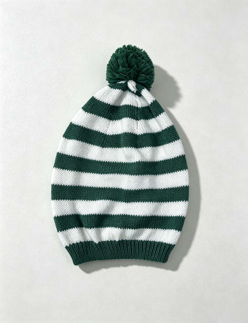 Ladies Holiday Casual Striped Pom Beanie Hat