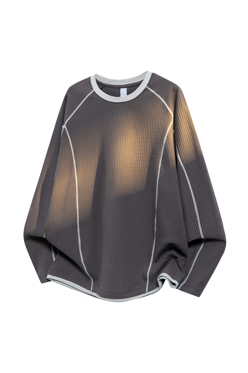 Men's Fall Clothing Waffle Crew Neck Long Sleeve Tee