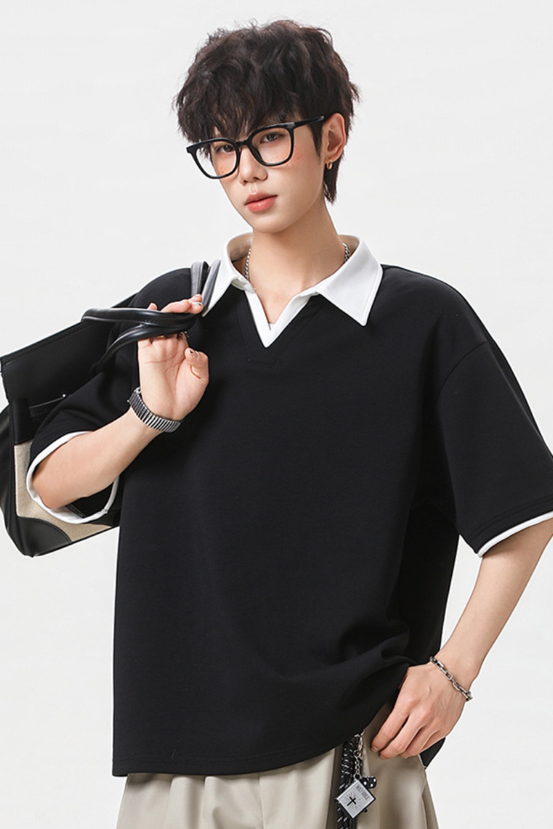 Men's Summer Colorblock MockLayer Seagull Retro Polo