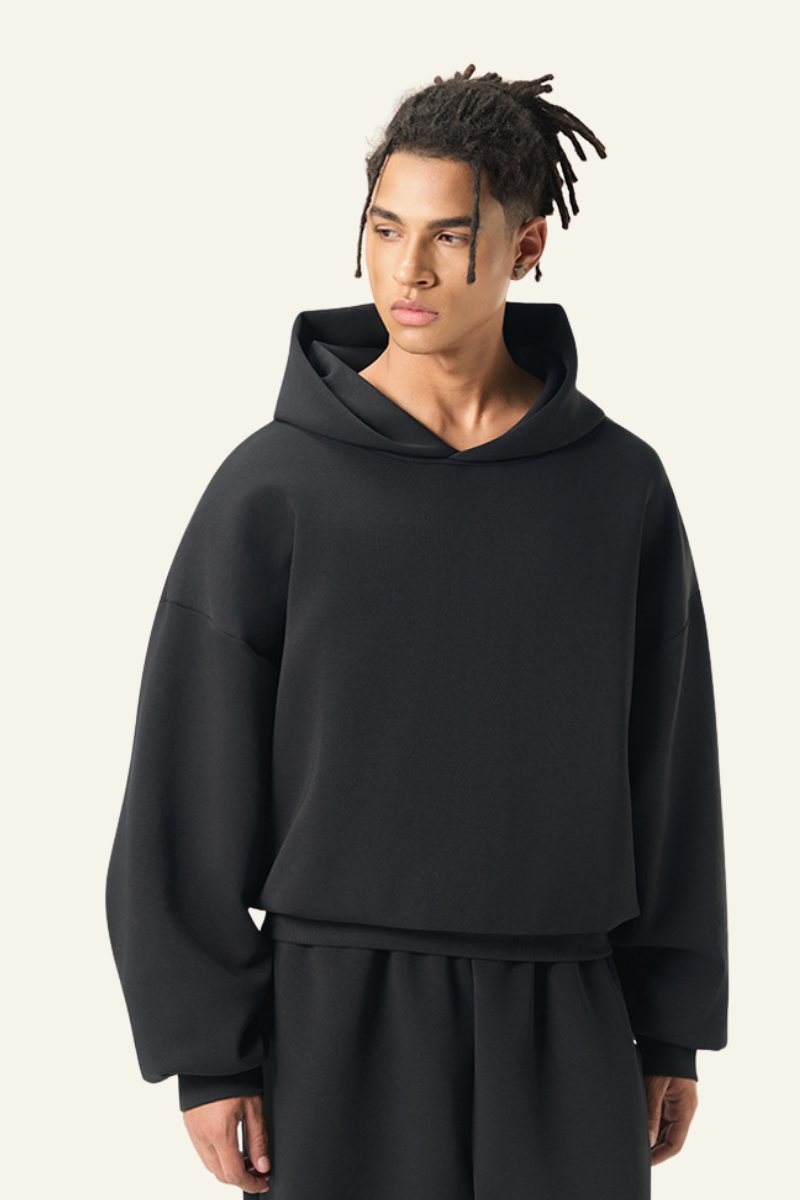 Men's Streetwear Cropped Drop-Shoulder Hoodie