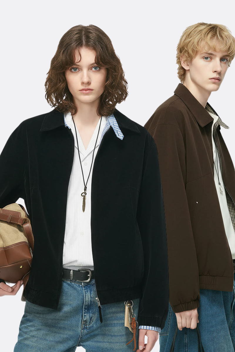 Unisex Spring Check Patchwork Barn Cleanfit Cropped Jacket