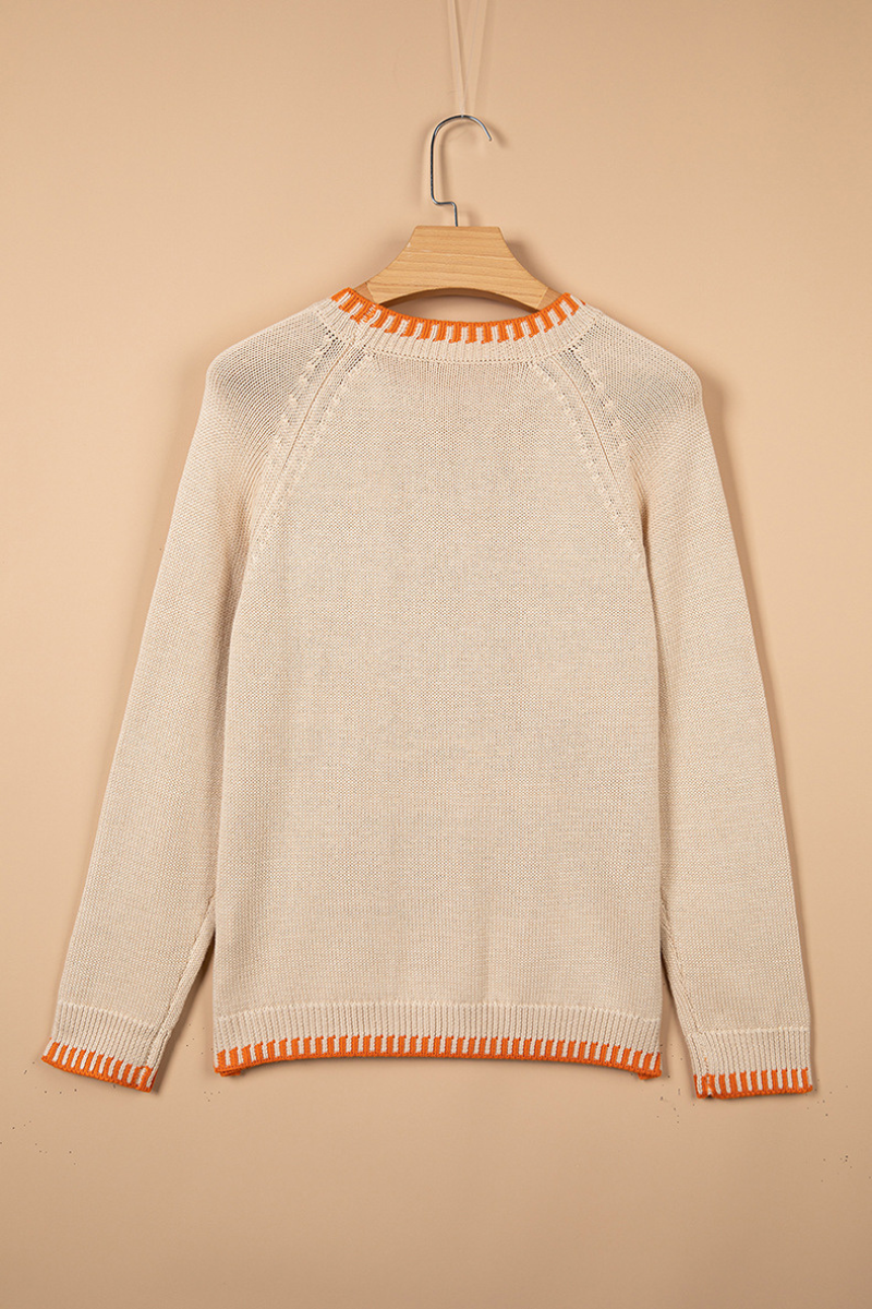 Women Fall Clothing Halloween Floral Pumpkin Knit Sweater
