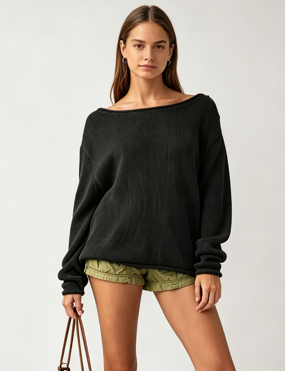 Ladies Casual Striped Knit Pullover Sweater