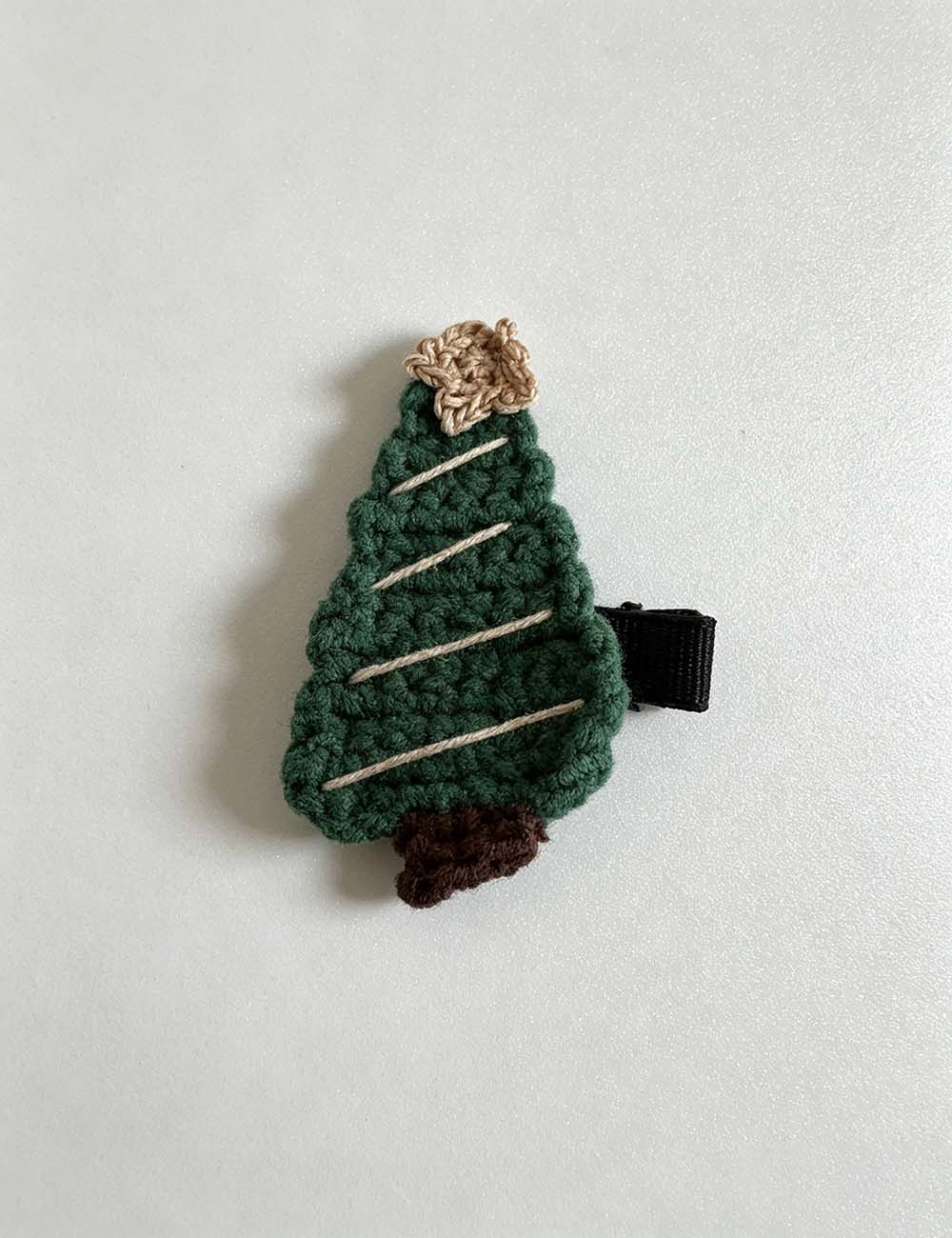 Ladies Holiday Cute Crochet Christmas Tree Hair Clip