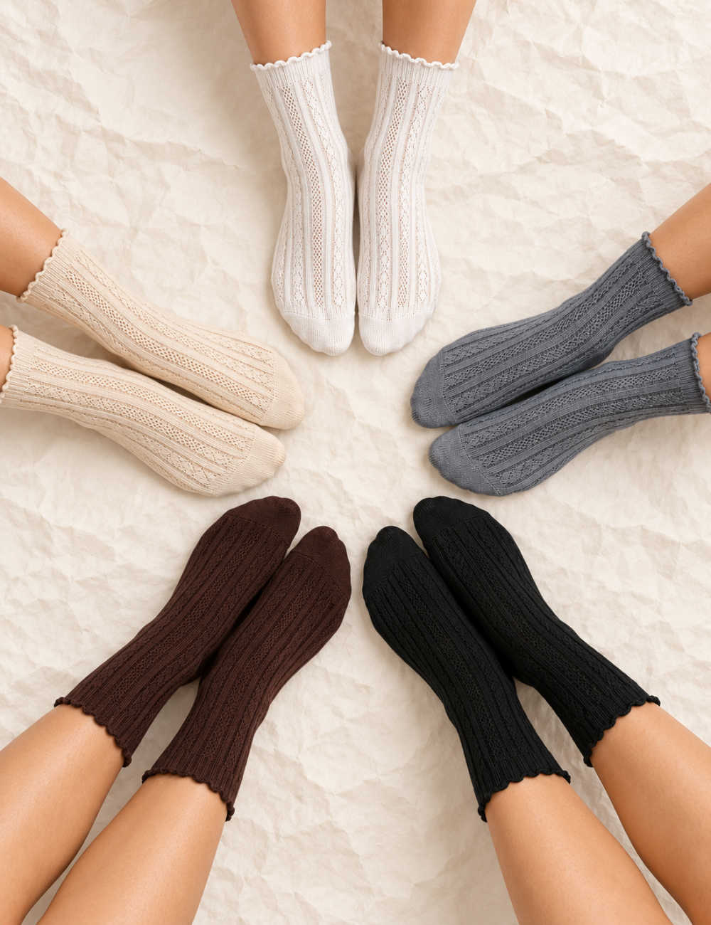 Ladies Vintage Hollow Knit Knee High Socks