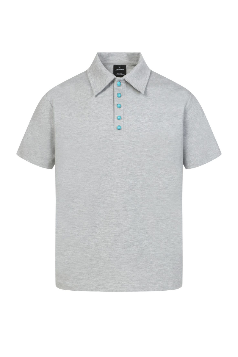 Men's Summer Turquoise Collar 320g Solid Minimalist Polo