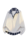 Men's Fall Clothing Plaid-Collar Layered Sweatshirt
