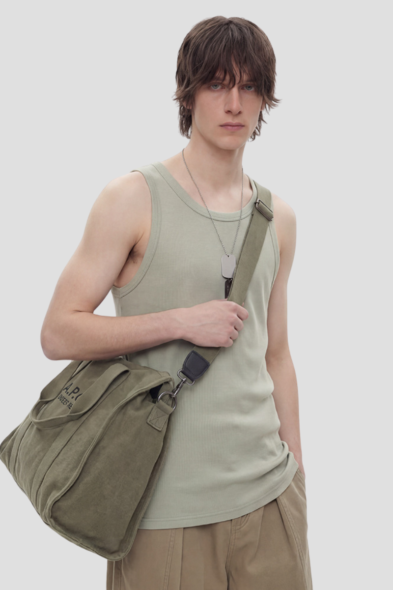 Men's 300g Heavy Raw Edge Earth Tone Moisture Wicking Tank