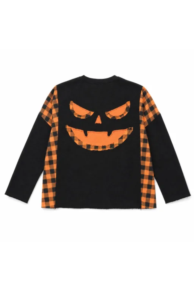 Women Fall Clothing Halloween Plaid Patchwork Sweatshirt