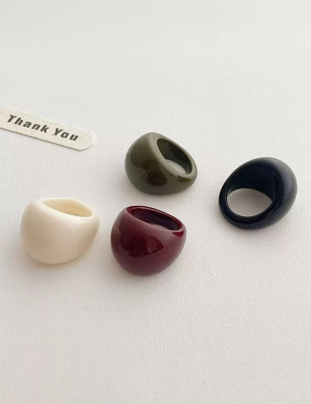 Ladies Retro Chunky Dome Glossy Acrylic Resin Ring
