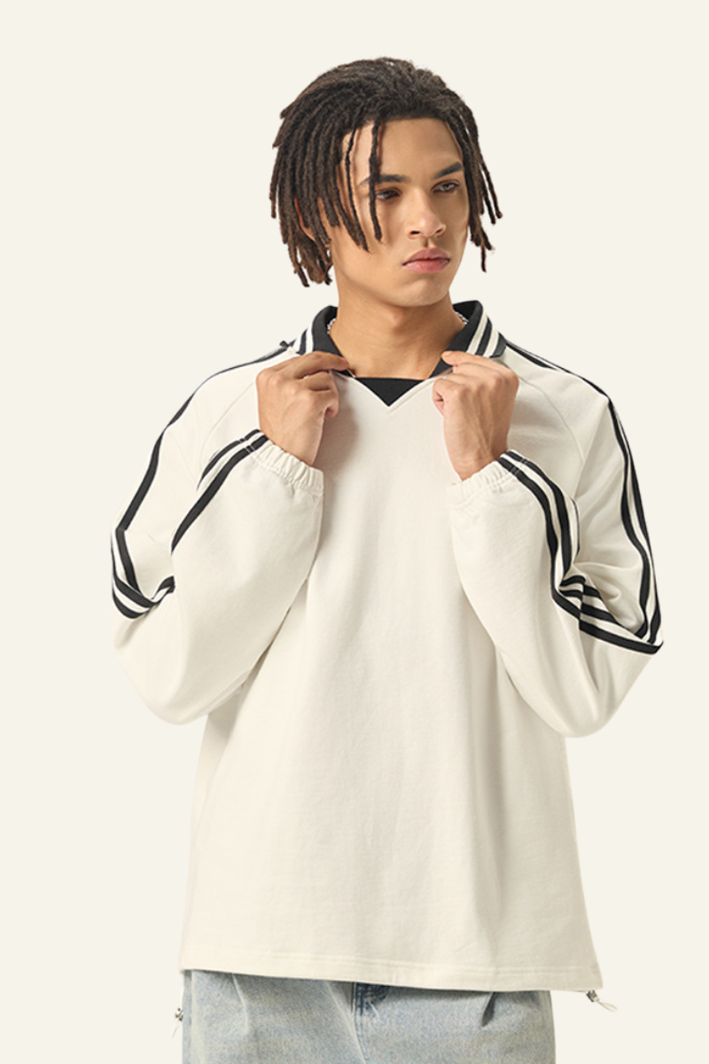 Men's Streetwear Cotton Striped Color-Block Sweatshirts