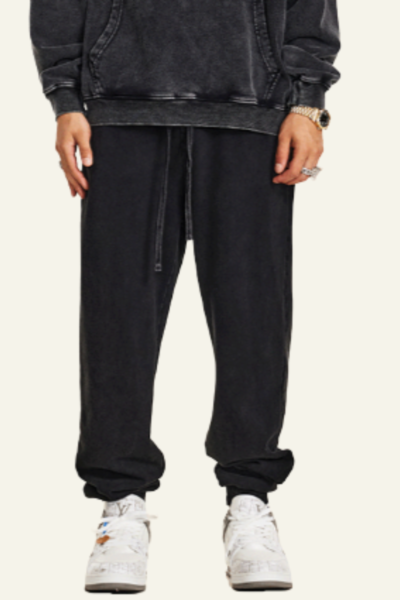Men's Fall Clothing Vintage Washed Cotton Cuffed Sweatpants