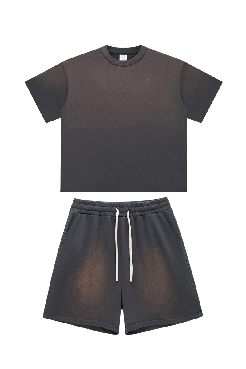 Men's American Washed Spray Bright Tee & Shorts Set