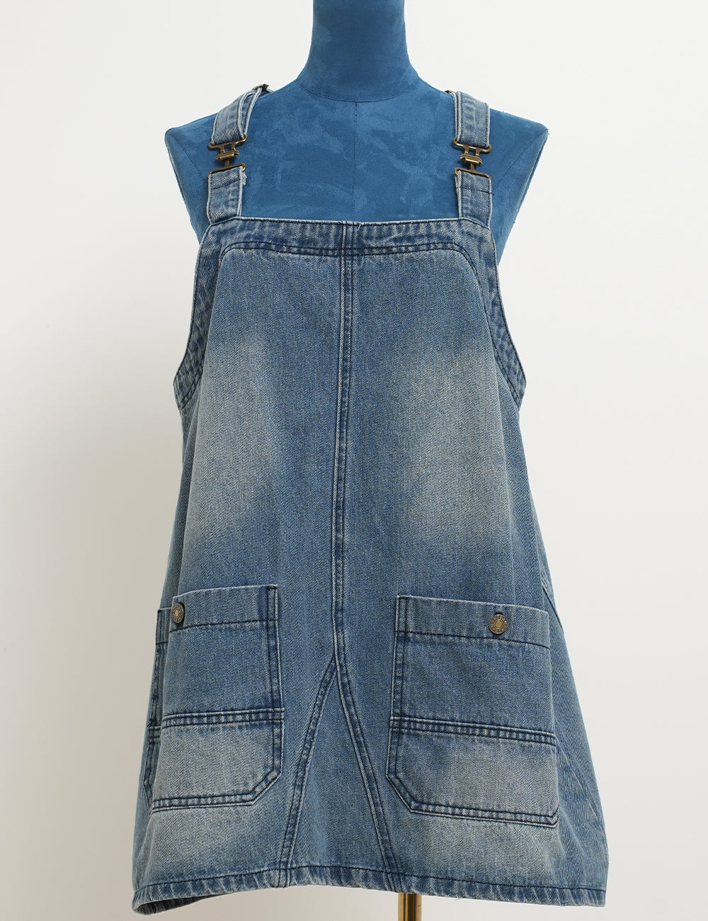 Ladies Pocket Denim Mini Overall Dress