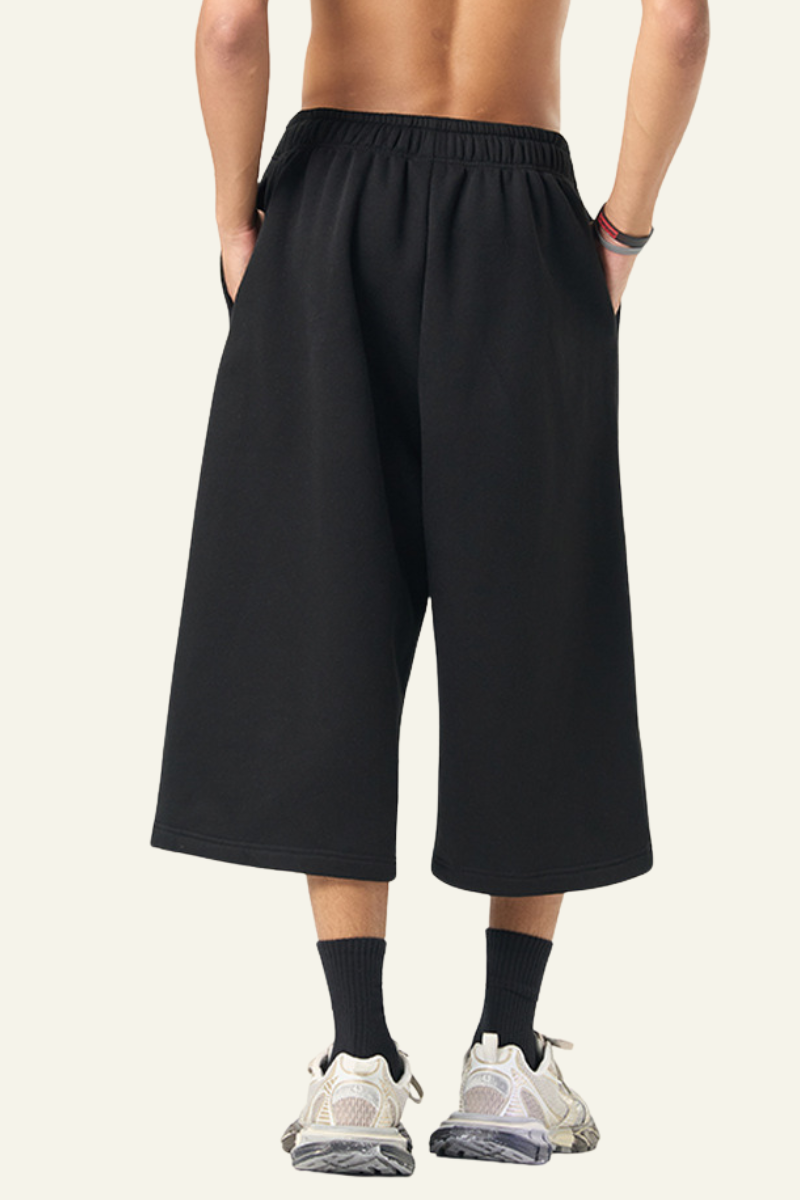 Men's Streetwear Drawstring  Seven-inch Wide Leg Pants.
