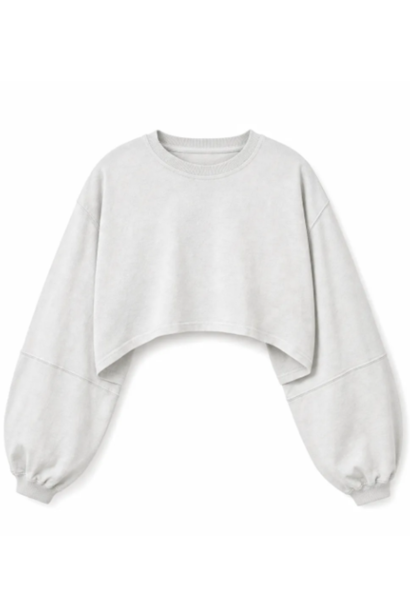 Women Spring Lightweight Cropped Batwing Long Sleeve Top