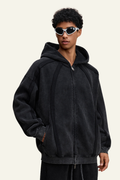 Men's Fall Clothing Retro Fleece Zipper Hoodie Jacket