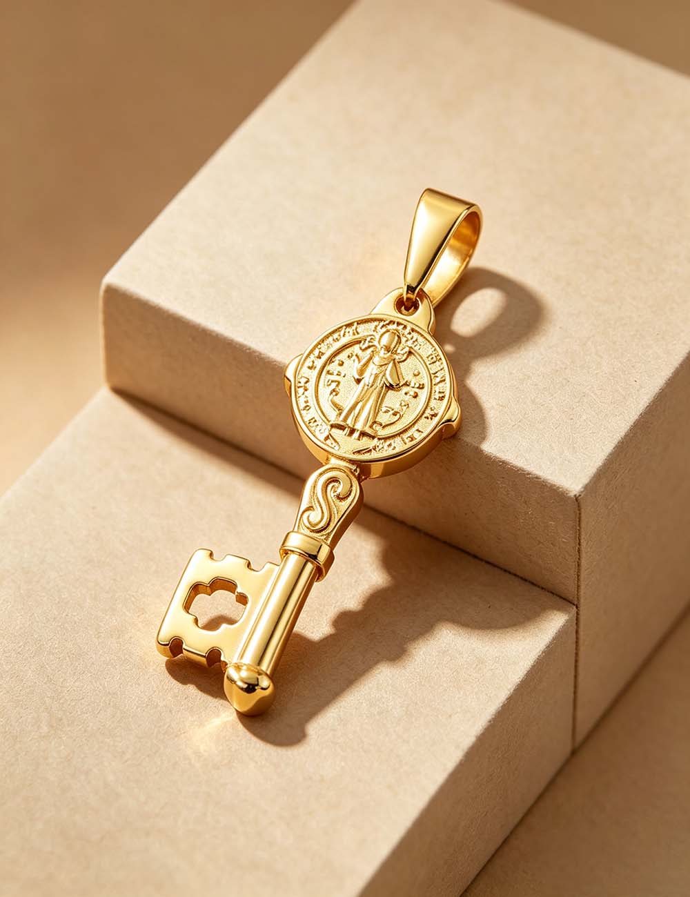 Ladies Heart Key Cross Gold Plated Pendant Charms