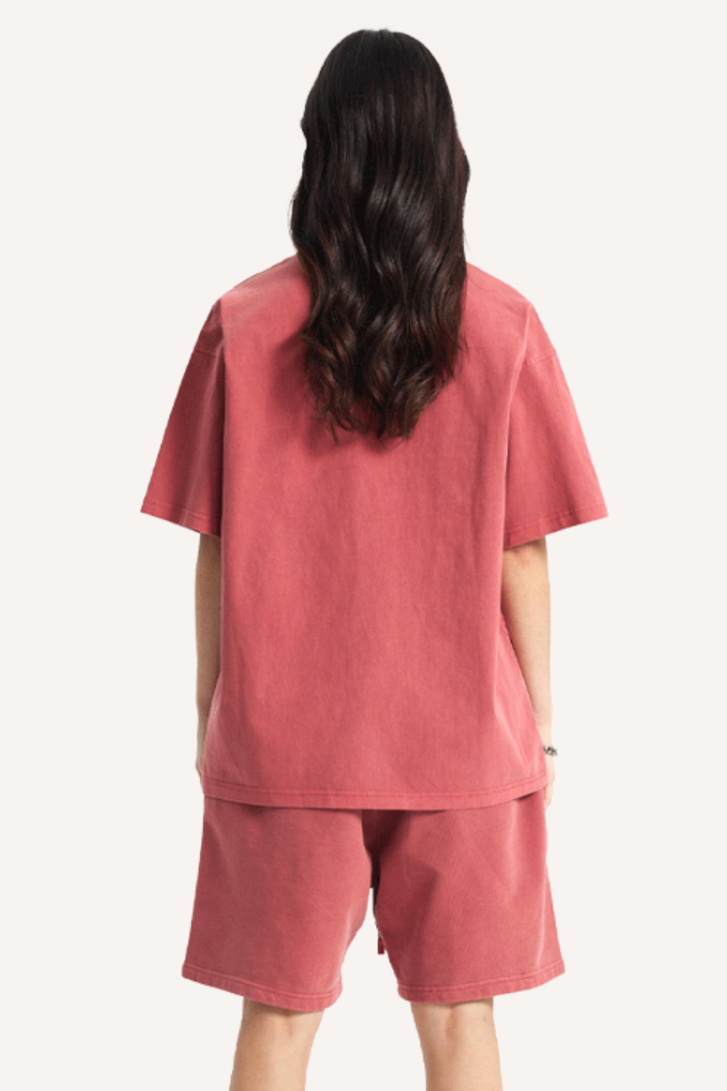 Unisex Summer Washed Distressed Fade Tee & Shorts Set