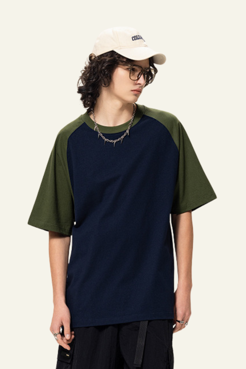 Men's  Cotton Color-Blocked Relaxed T-shirt.