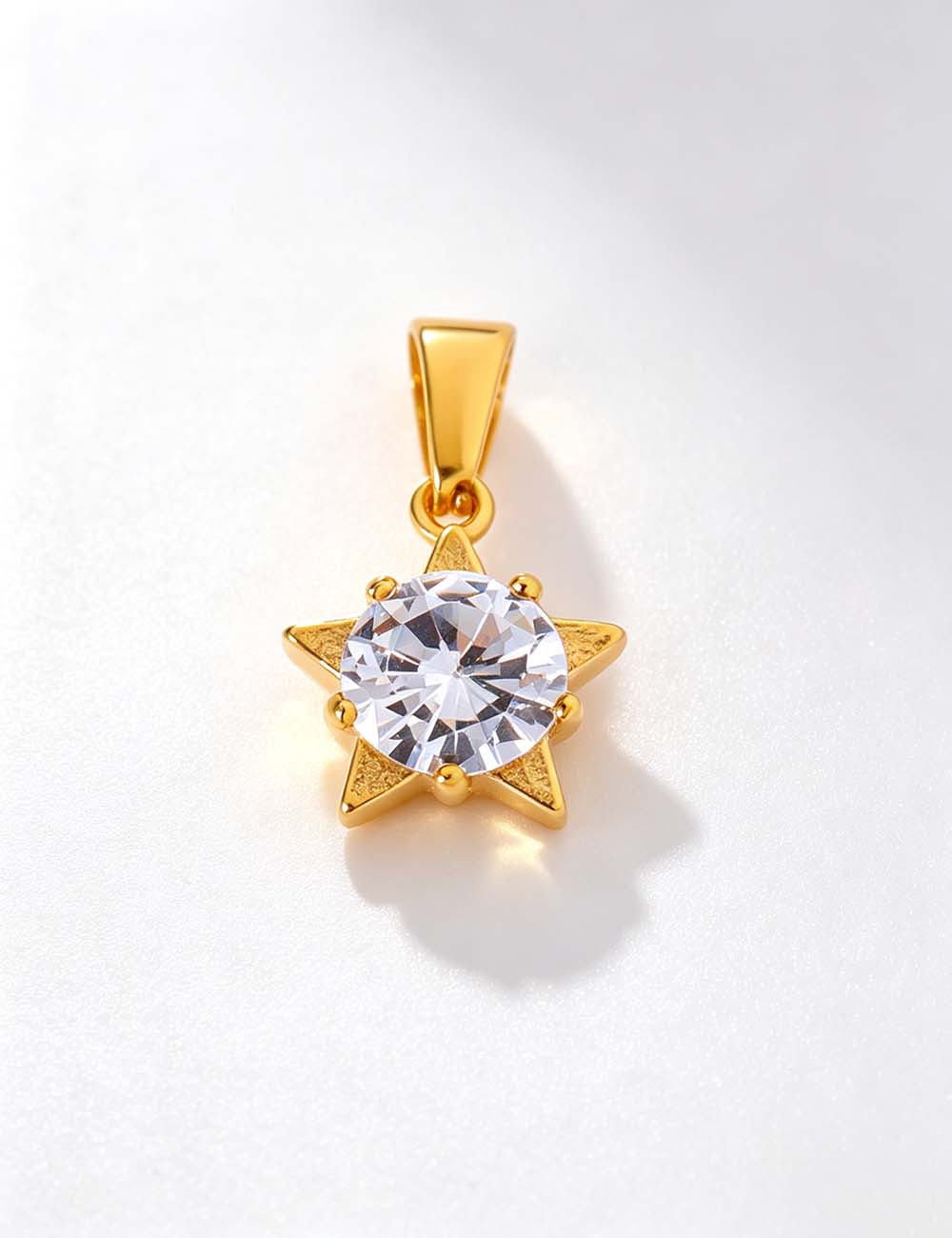 Ladies Minimalist Romantic CZ Star Cross Charm Pendant