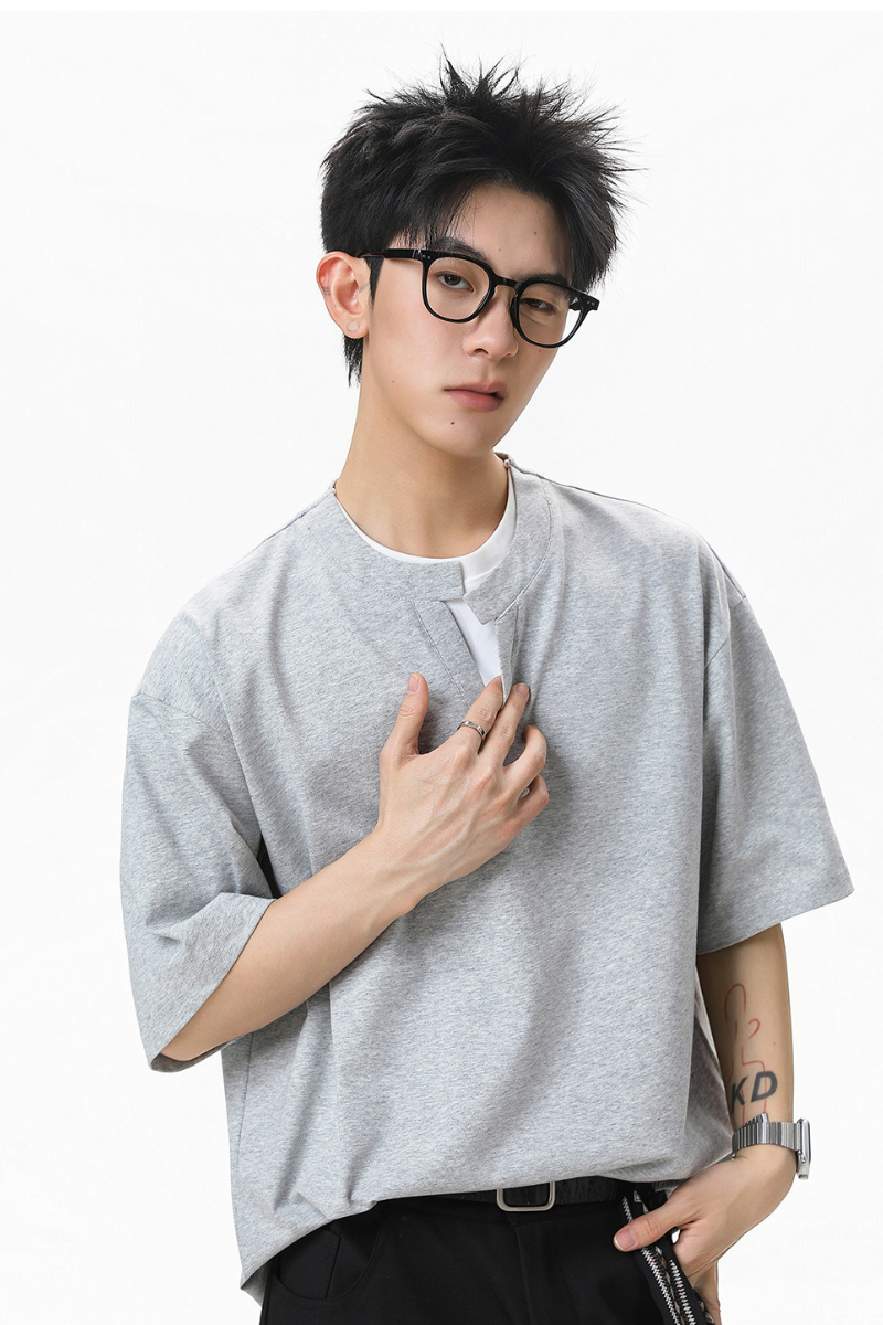 Men's Summer Mock Layer Asymmetric Loose Street Tee