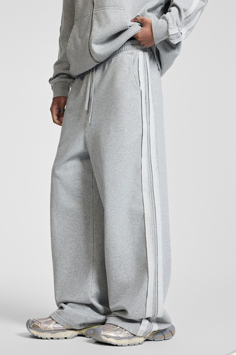 Men's Fall Clothing 450g Knit Raw Edge Straight Pants