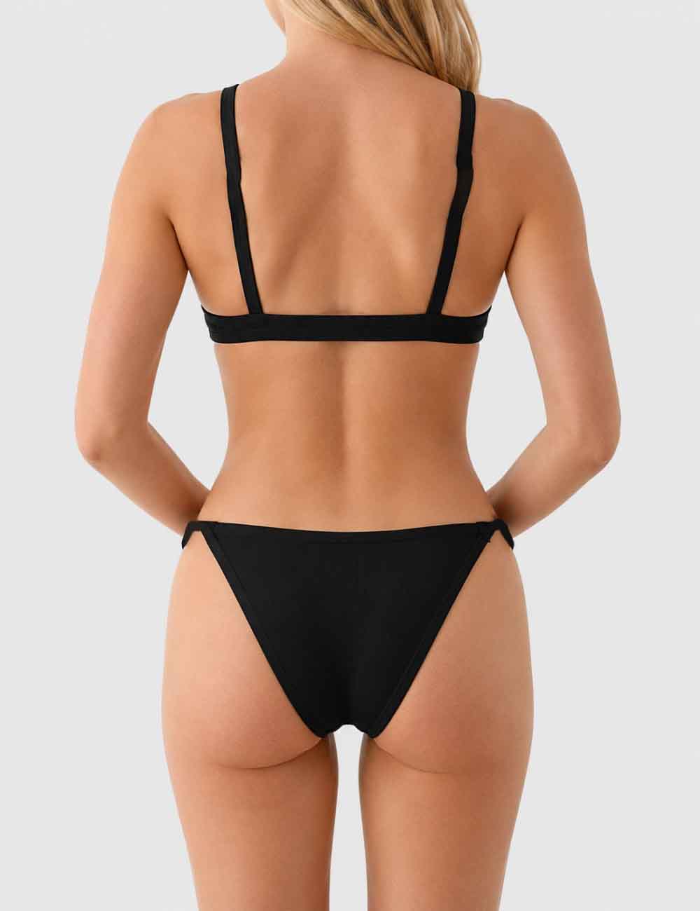 Ladies Solid Color Triangle 2 Piece Bikini Set