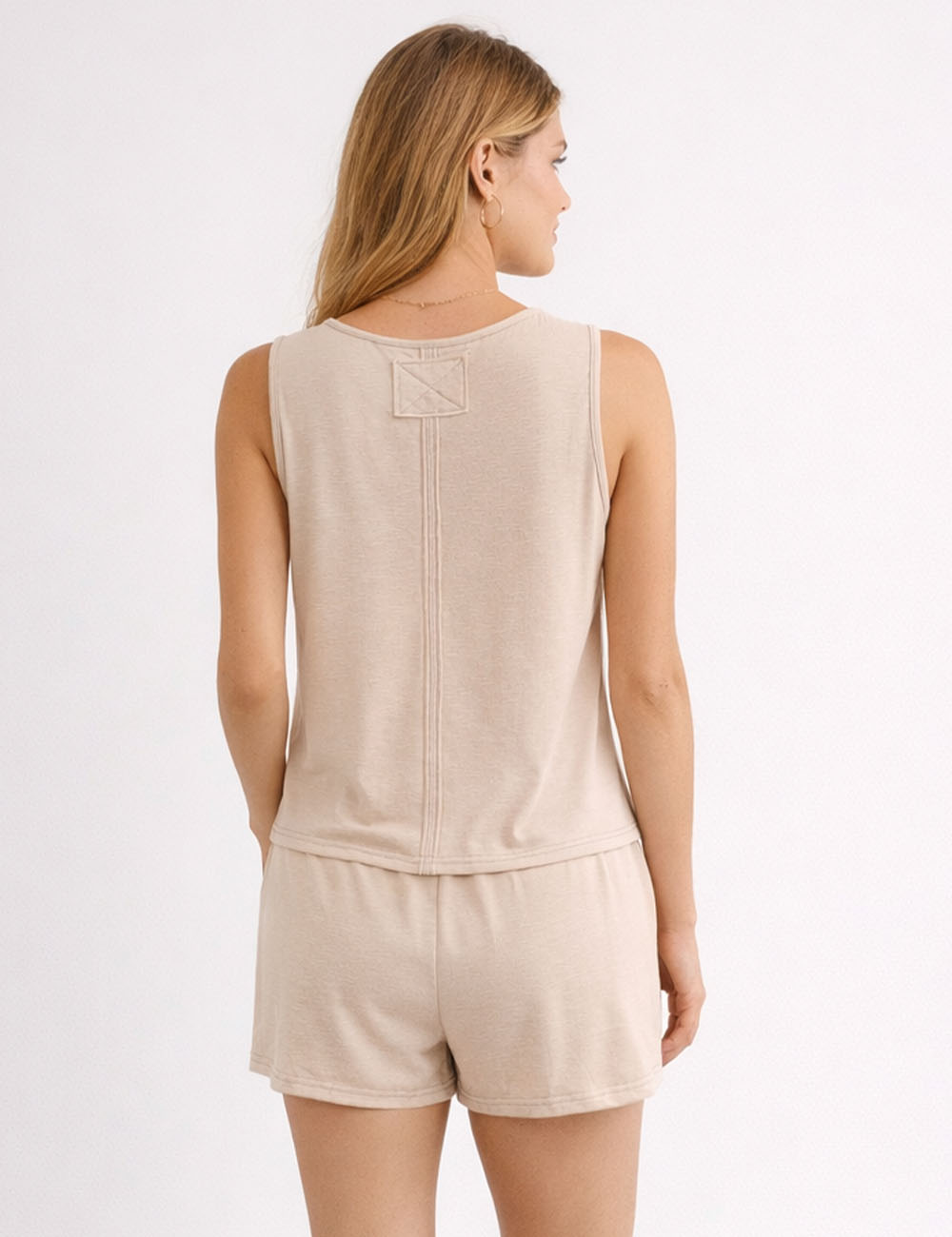 Ladies Casual Solid Color Tank Top & Wide Leg Shorts Matching Set
