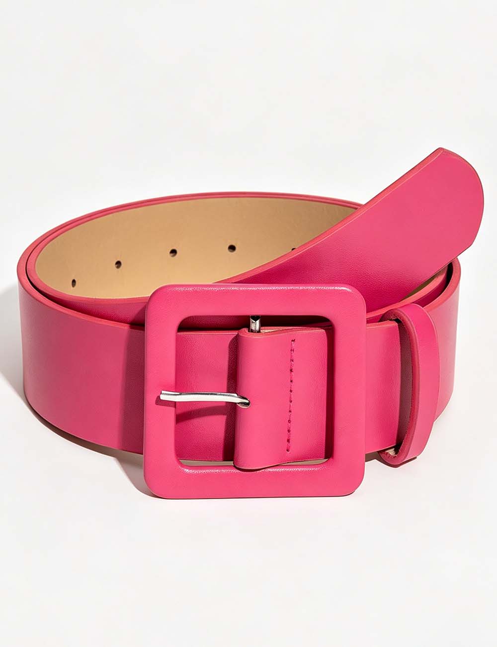 Ladies Chic Square Buckle Solid Color Faux Leather Waist Belt