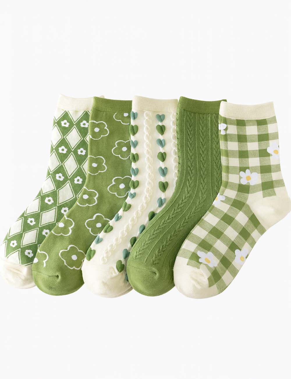 Ladies 5 Pack Vintage Floral Jacquard Socks Set