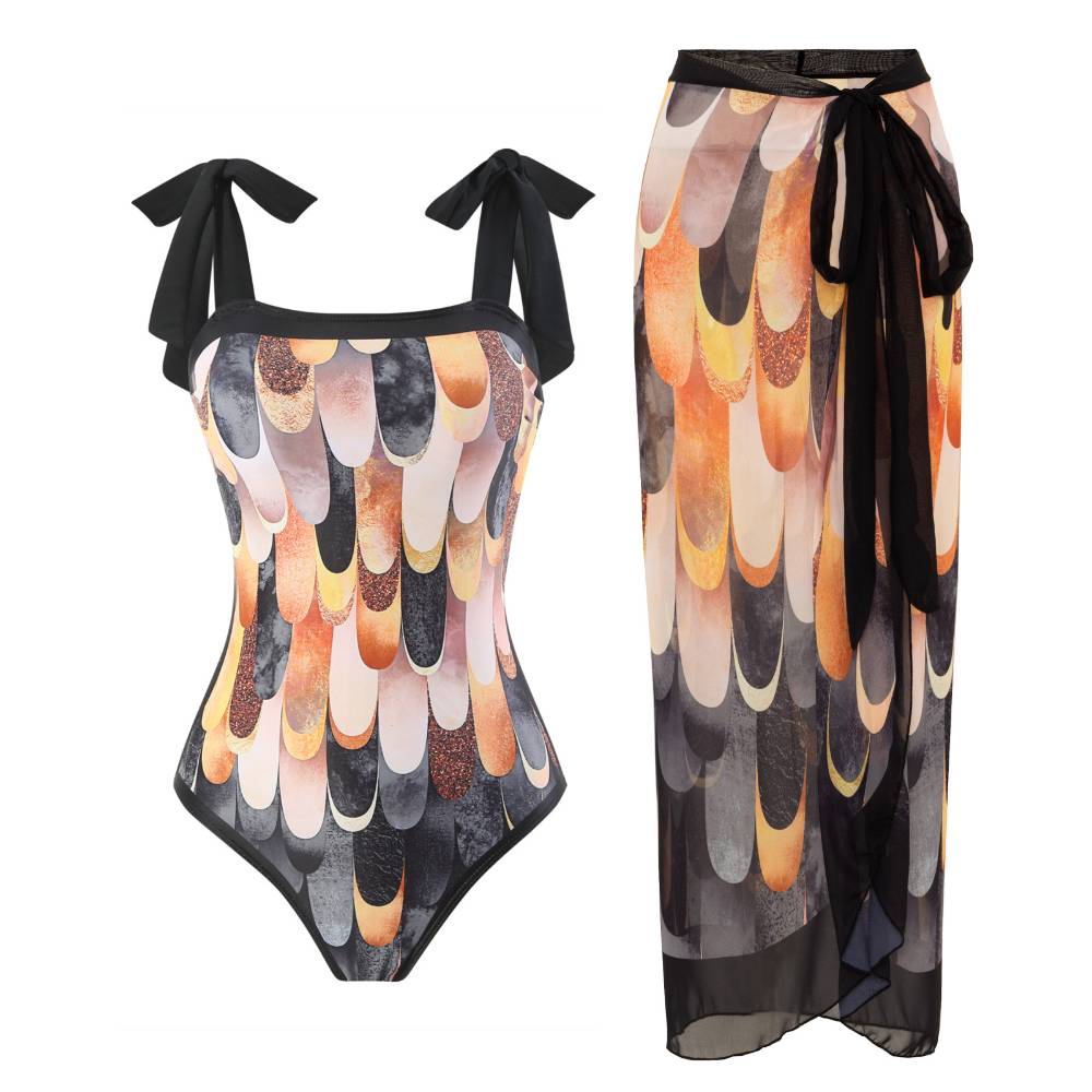 Two Shoulder with Cover One Piece Swimwear SKSW40146