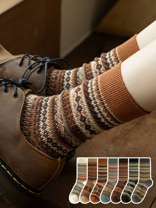 Ladies Vintage Bohemia Totem Knit Socks SKASC4177