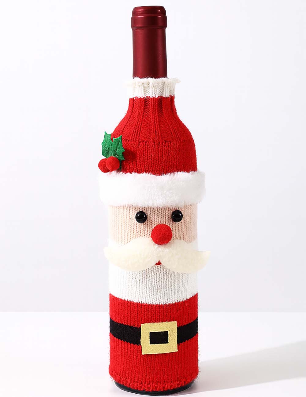 Christmas Knit Santa Reindeer Snowman Holiday Wine Bottle Cover
