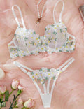 Ladies Floral Embroidery See Through 2PCS Lingerie Set 8XY0132