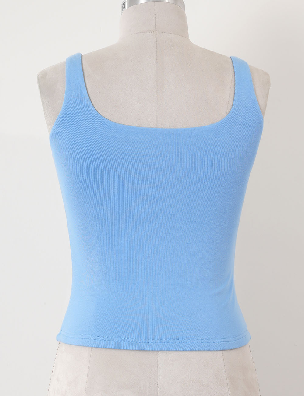 Ladies Casual Solid Color Square Neck Sleeveless Tank Top