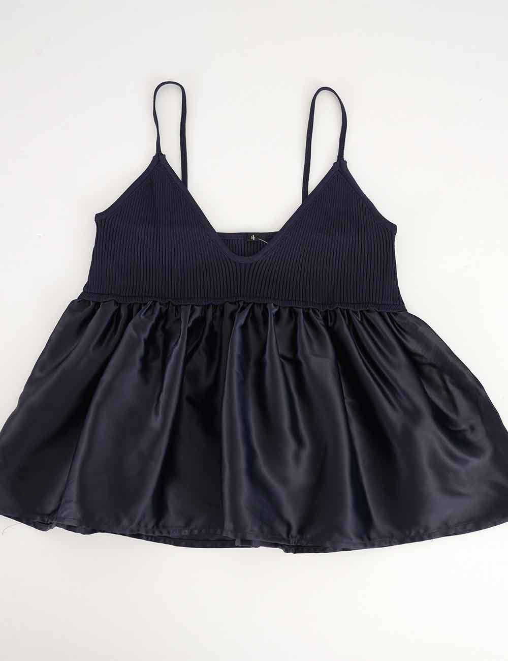 Ladies Chic Spaghetti Strap V Neck Babydoll Cami Top