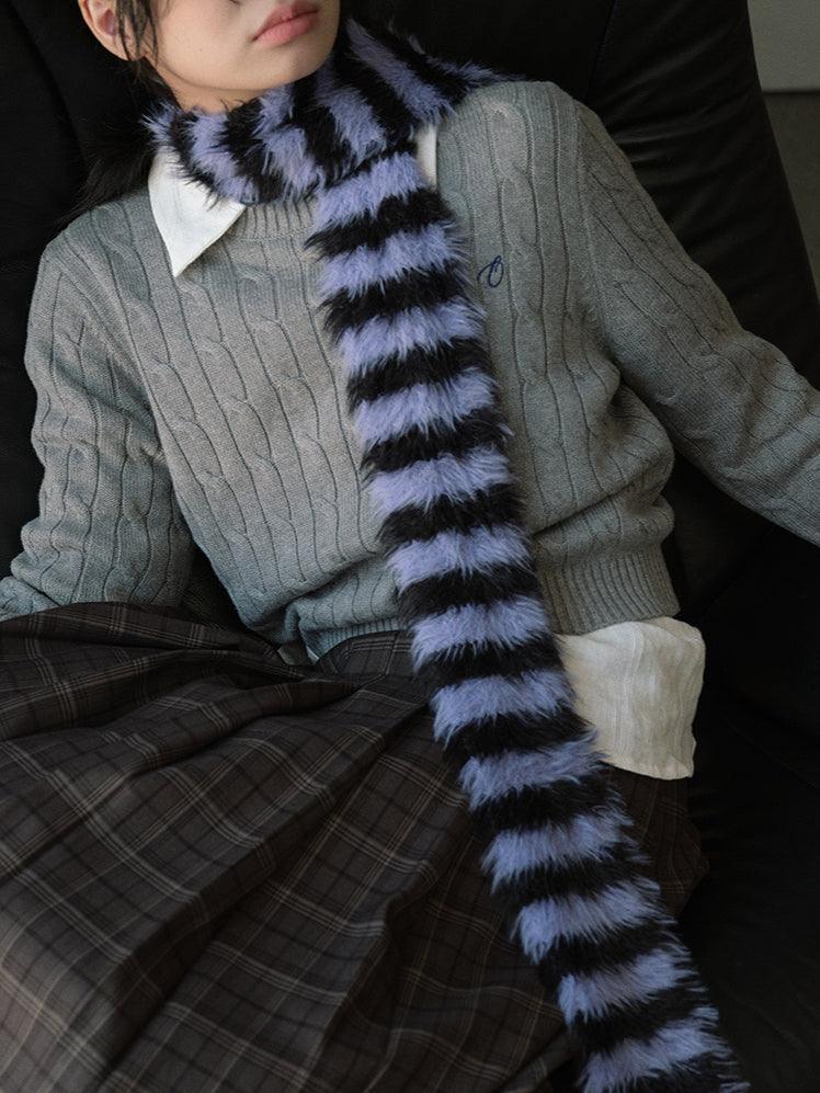 SWEETKAMA Ladies Soft Faux Mink Feel Stripe Scarf YW039