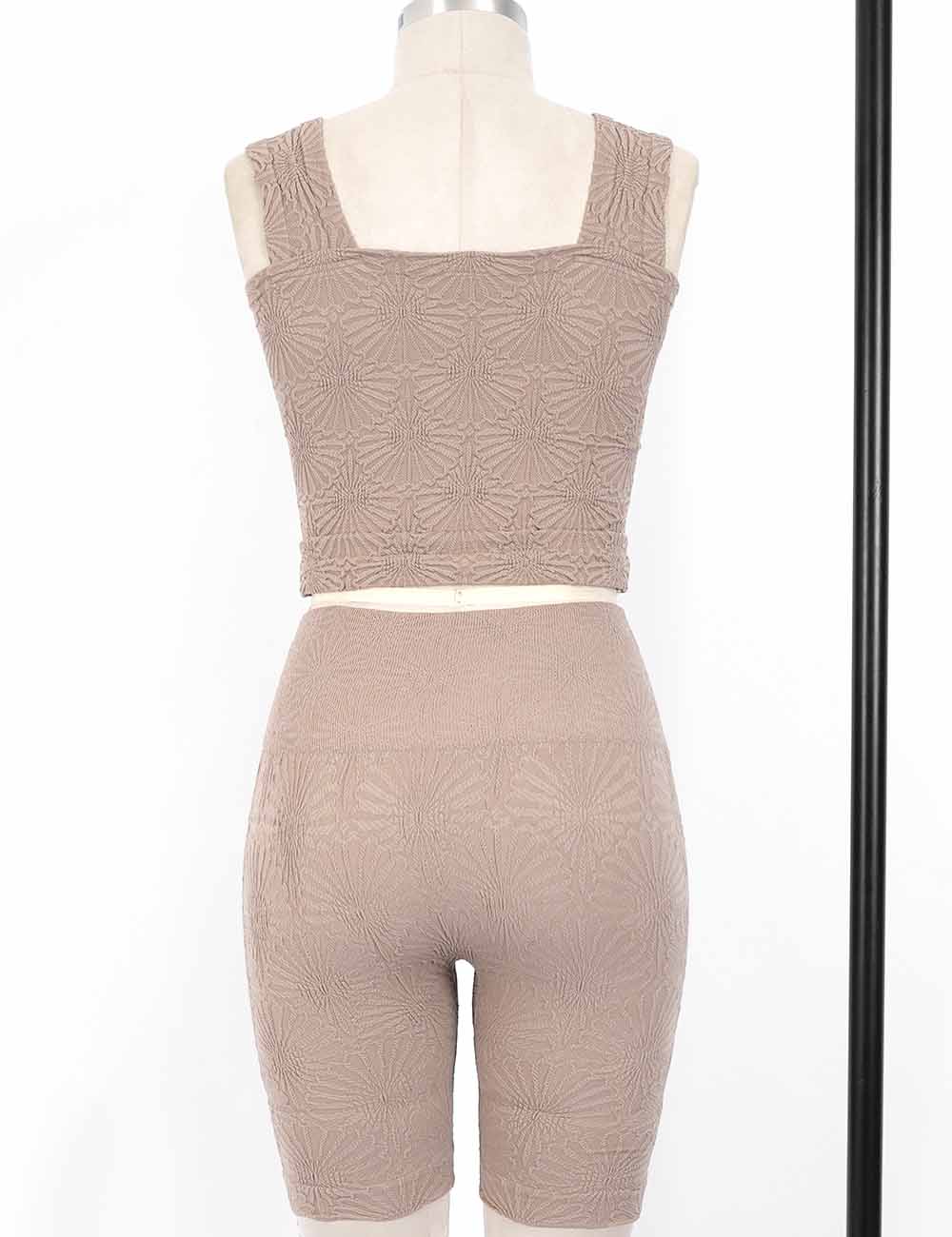 Ladies Floral Pattern Square Neck Crop Tank Top