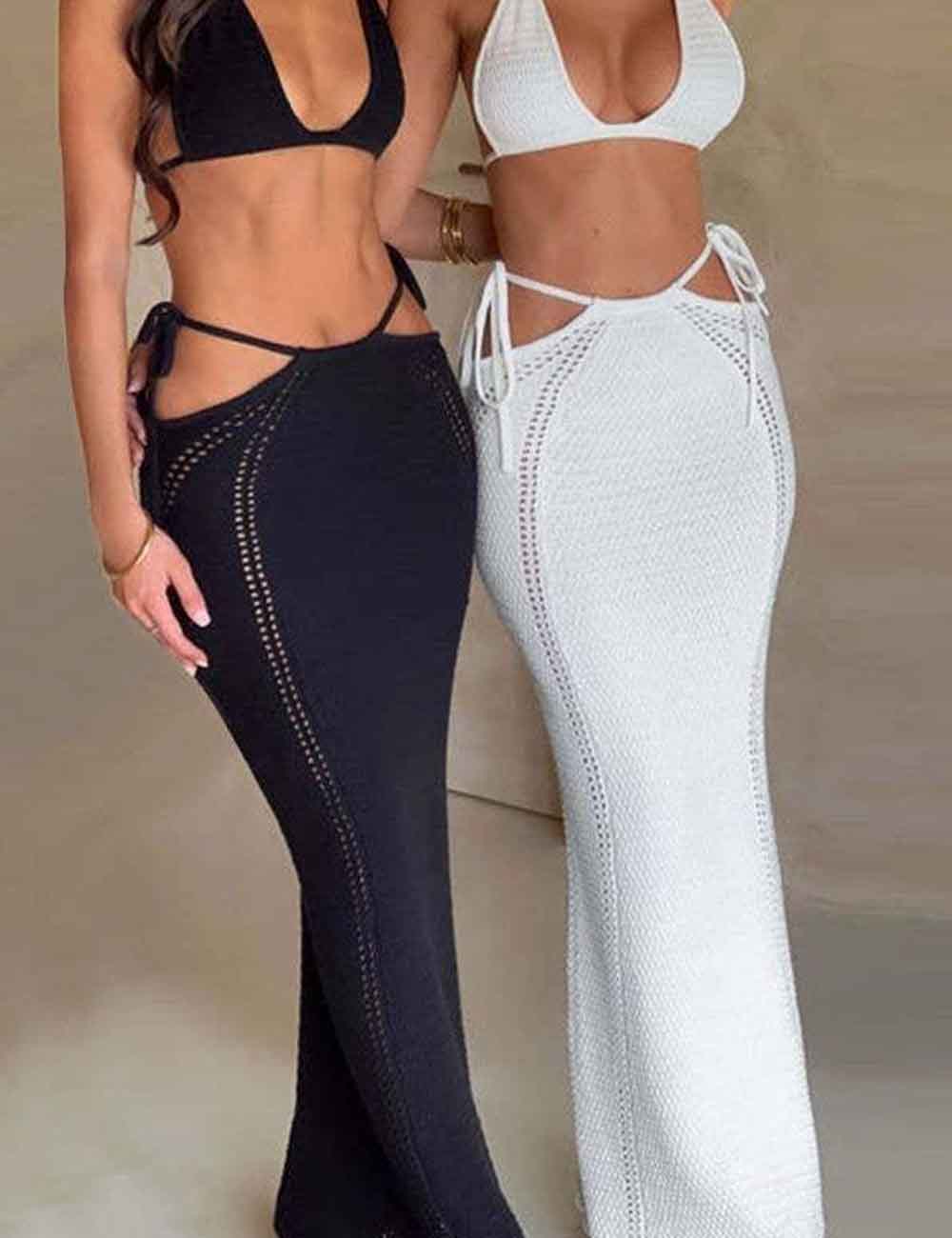 Solid Color Bikini Swimwear Cover Up Set