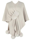 SWEETKAMA Ladies Solid Color Scarf with Faux Mink Knit Shawl SKT4797